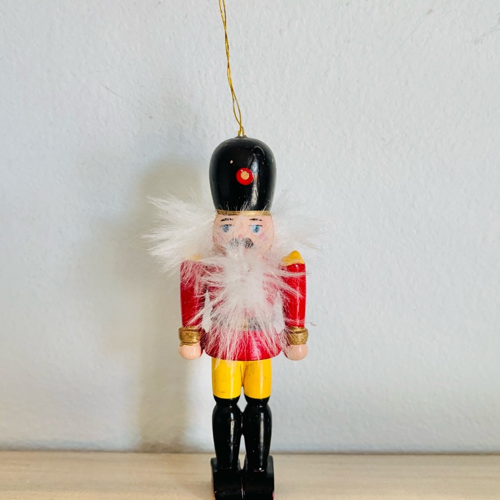 Vintage Wooden Nutcracker Ornament Made in Taiwan
